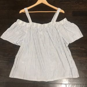 Off the shoulder Seersucker shirt